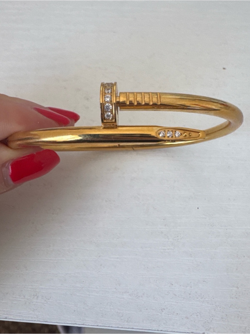 Gold Nail Bracelet with Crystal Details